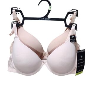 Ellen Tracy Soft Lift Underwire Lace Bra 2-pack With Adjustable Straps 34B